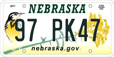 NE license plate 97PK47