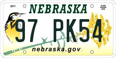 NE license plate 97PK54