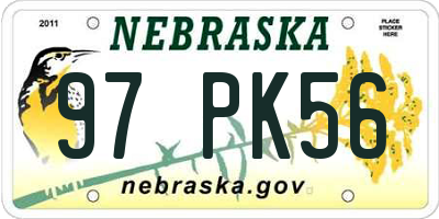 NE license plate 97PK56