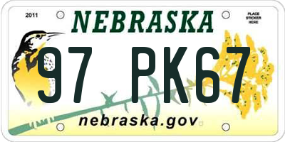 NE license plate 97PK67
