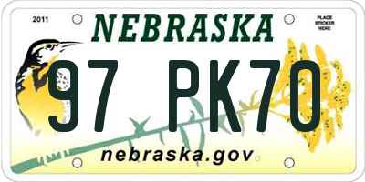 NE license plate 97PK70