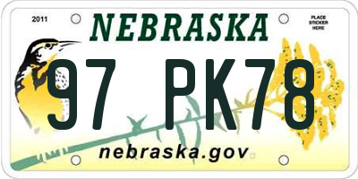 NE license plate 97PK78