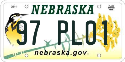 NE license plate 97PL01
