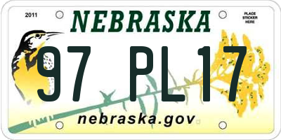NE license plate 97PL17
