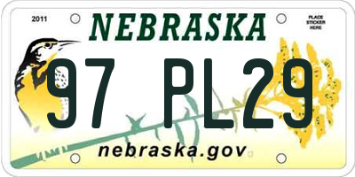 NE license plate 97PL29