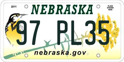 NE license plate 97PL35