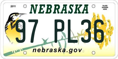 NE license plate 97PL36