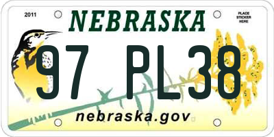NE license plate 97PL38