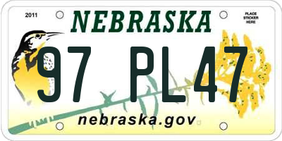 NE license plate 97PL47