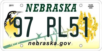 NE license plate 97PL51
