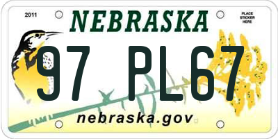 NE license plate 97PL67