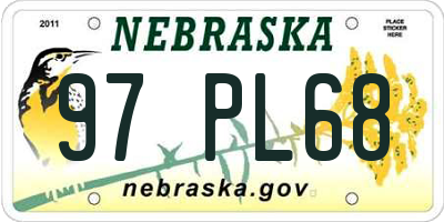 NE license plate 97PL68