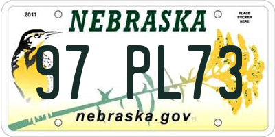 NE license plate 97PL73