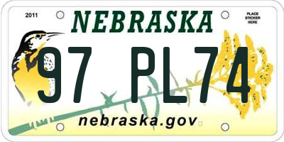 NE license plate 97PL74