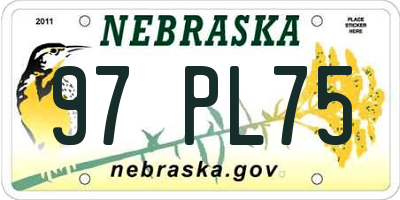 NE license plate 97PL75
