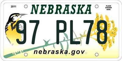 NE license plate 97PL78