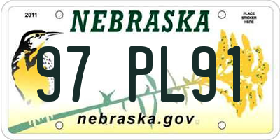 NE license plate 97PL91