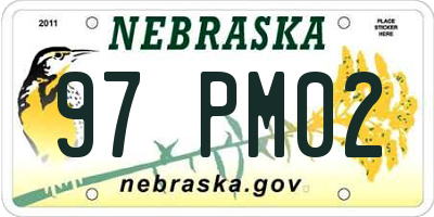 NE license plate 97PM02