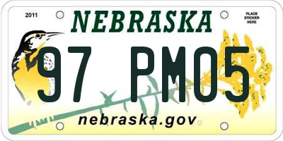 NE license plate 97PM05