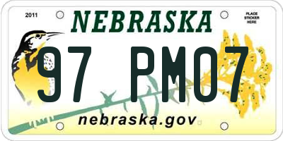 NE license plate 97PM07
