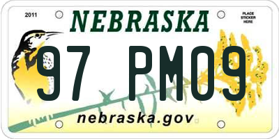 NE license plate 97PM09