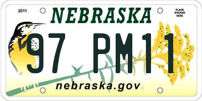 NE license plate 97PM11