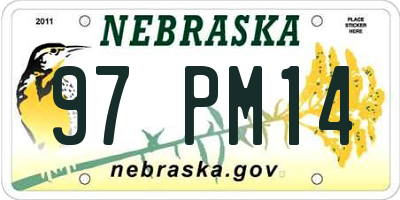 NE license plate 97PM14