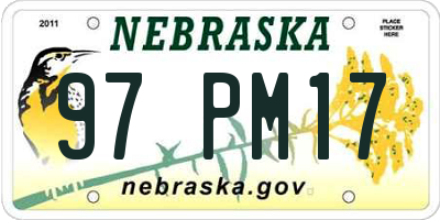 NE license plate 97PM17