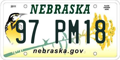 NE license plate 97PM18