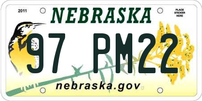 NE license plate 97PM22