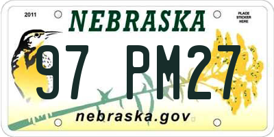 NE license plate 97PM27