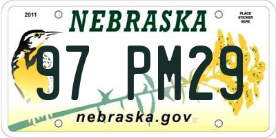 NE license plate 97PM29