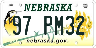 NE license plate 97PM32