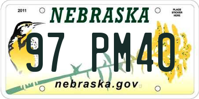 NE license plate 97PM40