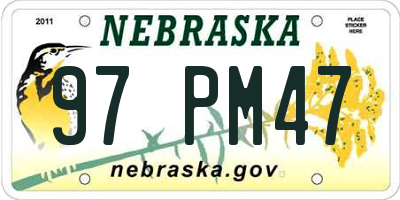 NE license plate 97PM47
