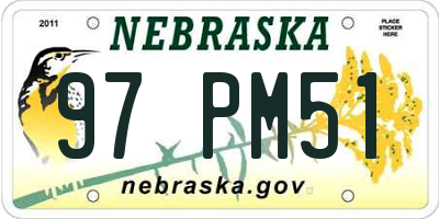 NE license plate 97PM51