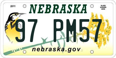 NE license plate 97PM57