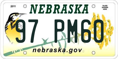 NE license plate 97PM60