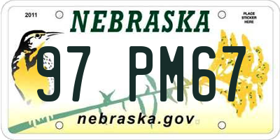 NE license plate 97PM67