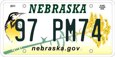 NE license plate 97PM74