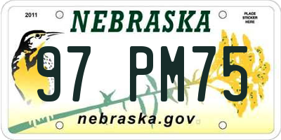 NE license plate 97PM75