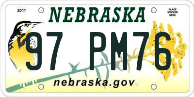 NE license plate 97PM76