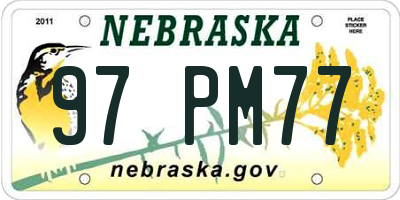 NE license plate 97PM77