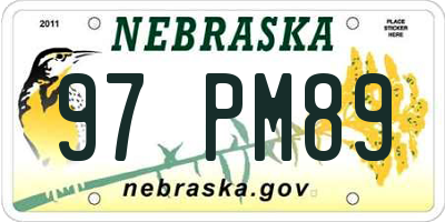 NE license plate 97PM89