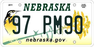 NE license plate 97PM90