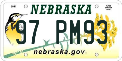 NE license plate 97PM93