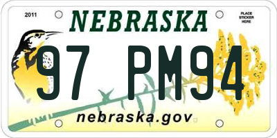 NE license plate 97PM94