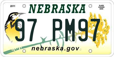 NE license plate 97PM97