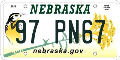 NE license plate 97PN67