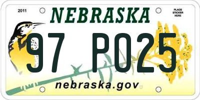 NE license plate 97PO25